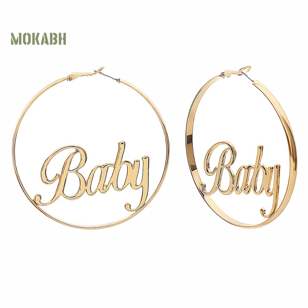 Bông Tai Tròn Khắc Chữ Baby Thời Trang Dành Cho Nữ