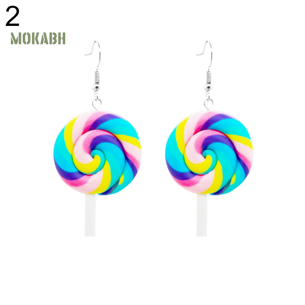 Bông Tai Hình Kẹo Mút Màu Sắc Cầu Vồng Xinh Xắn Thời Trang Cho Nữ