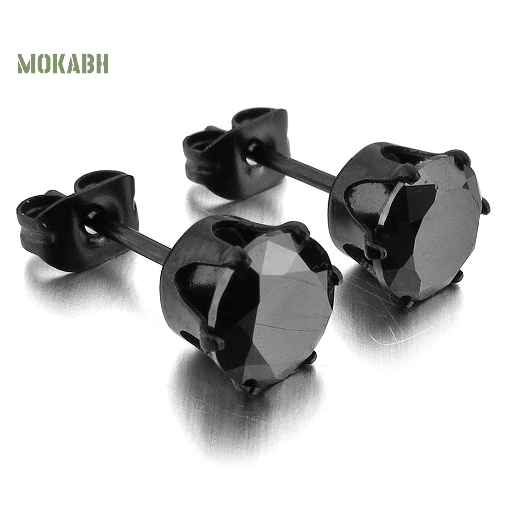 1 Khuyên Tai Đính Đá Đen 6 / 8mm