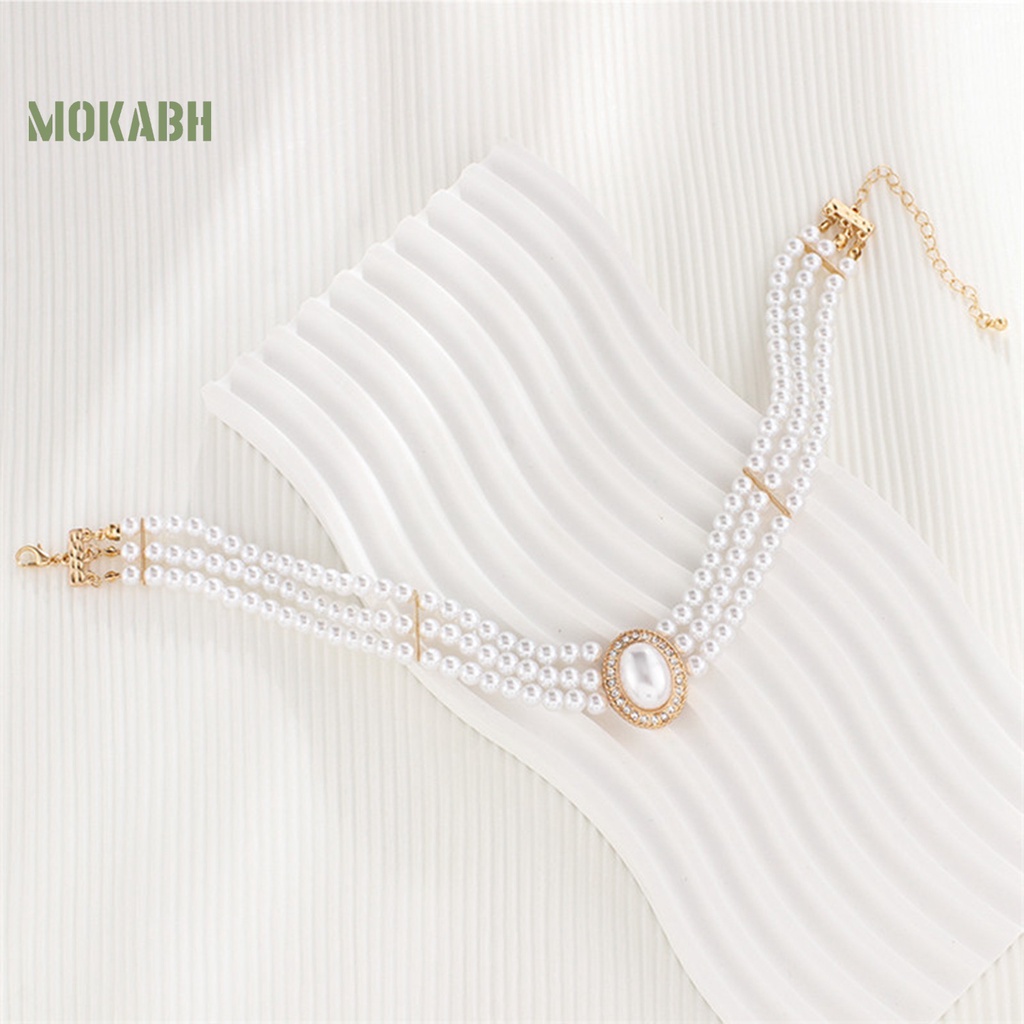 Vòng Cổ Choker Đính Đá Giả Ngọc Trai Thanh Lịch Cổ Điển Có Thể Điều Chỉnh Cho Nữ