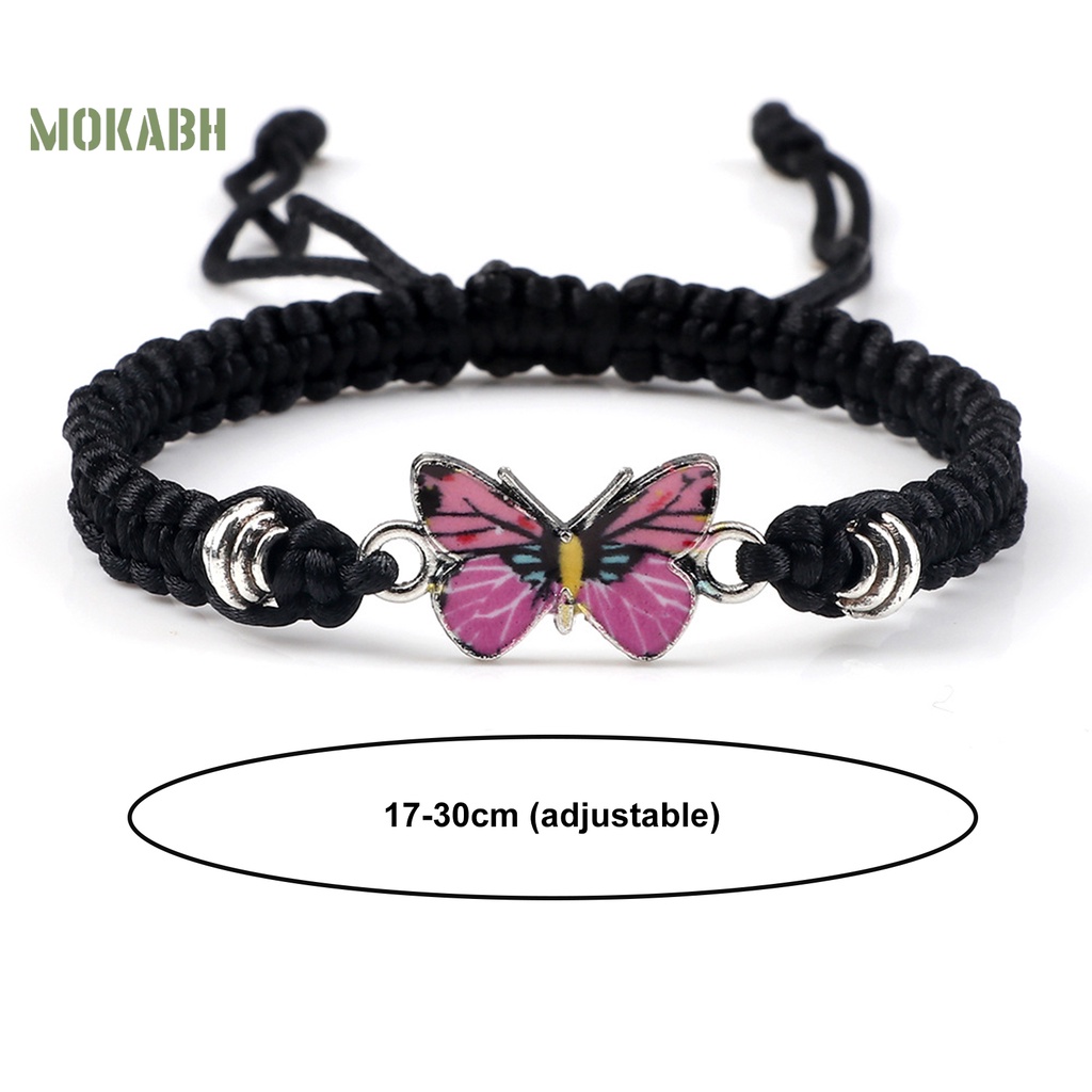 Vòng Tay Dây Bện Nylon Mặt Hình Bướm Thời Trang Có Thể Điều Chỉnh Cho Cặp Đôi