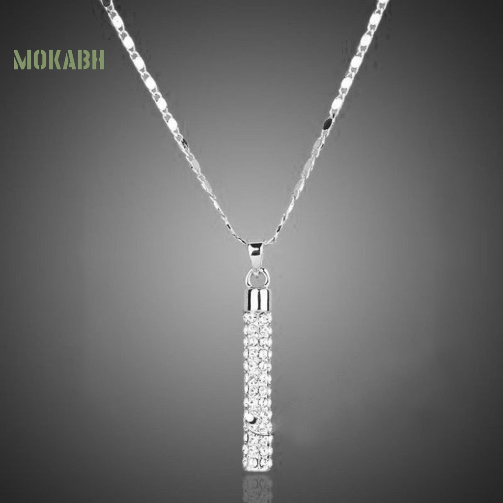 [Mới] 1 Bộ Vòng cổ Và Bông Tai Hình Trụ Đính Kim Cương Giả Lấp Lánh Cho Nữ