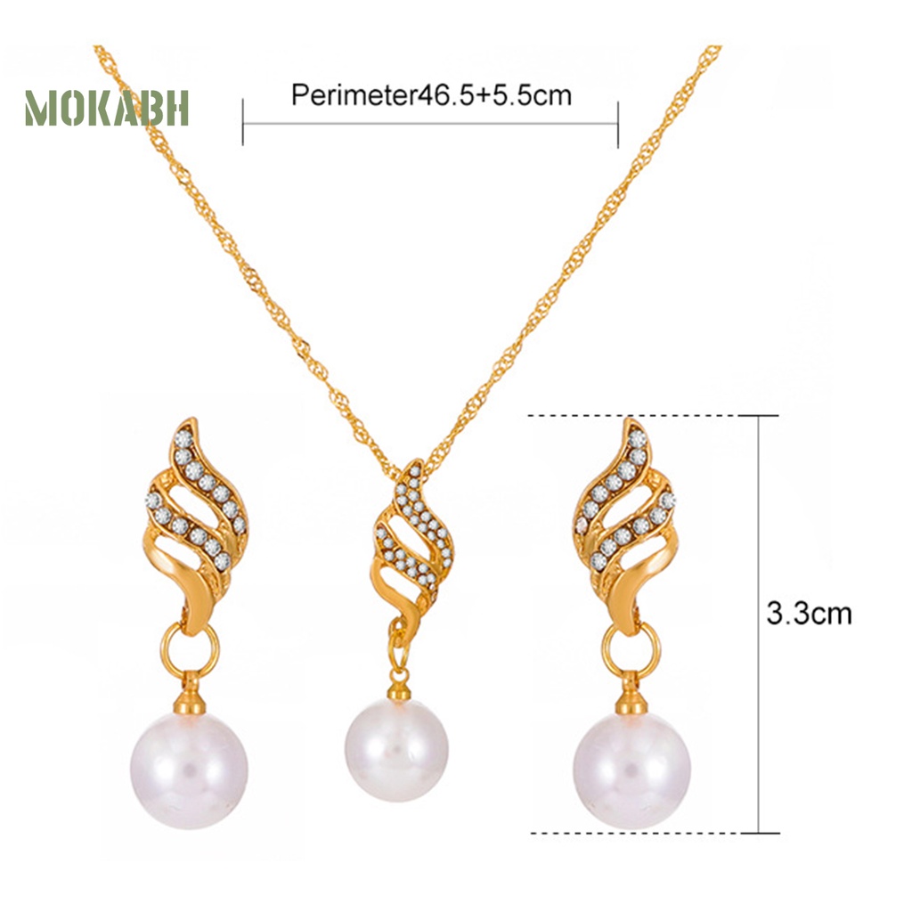 1 Bộ Vòng cổ Và Bông Tai Xoay Đính Ngọc Trai Giả Lấp Lánh Thời Trang Dành Cho Cô Dâu