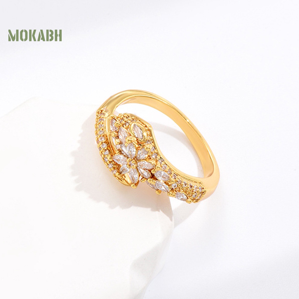 [Mới] Nhẫn Hở Mạ Vàng Đính Đá Zircon Sang Trọng Chống Rỉ Sét Có Thể Điều Chỉnh Trang Sức Cho Nữ