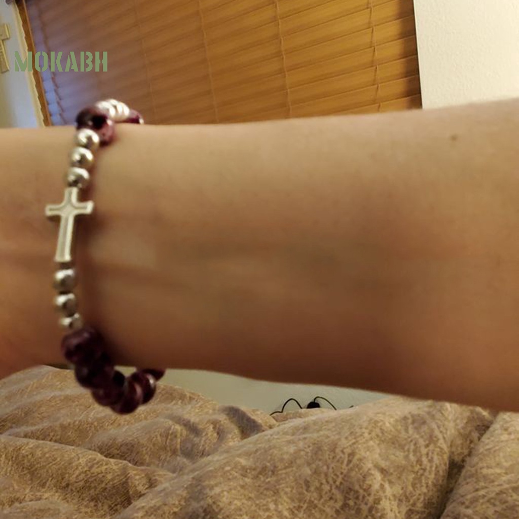 Vòng Tay Chuỗi Hạt Màu Tím / Bạc Co Giãn Thời Trang Cho Nữ