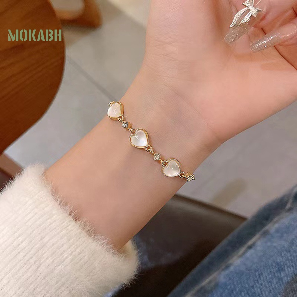 Vòng Đeo Tay Đính Đá Mắt Mèo Lấp Lánh Thời Trang Cho Nữ