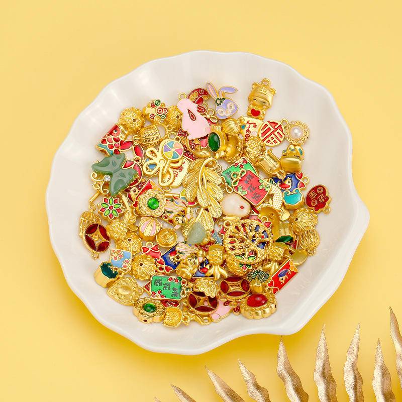 Bộ 50 Phụ Kiện Treo Trang Sức Bằng Hợp Kim Phong Cách Trung Hoa Độc Đáo DIY