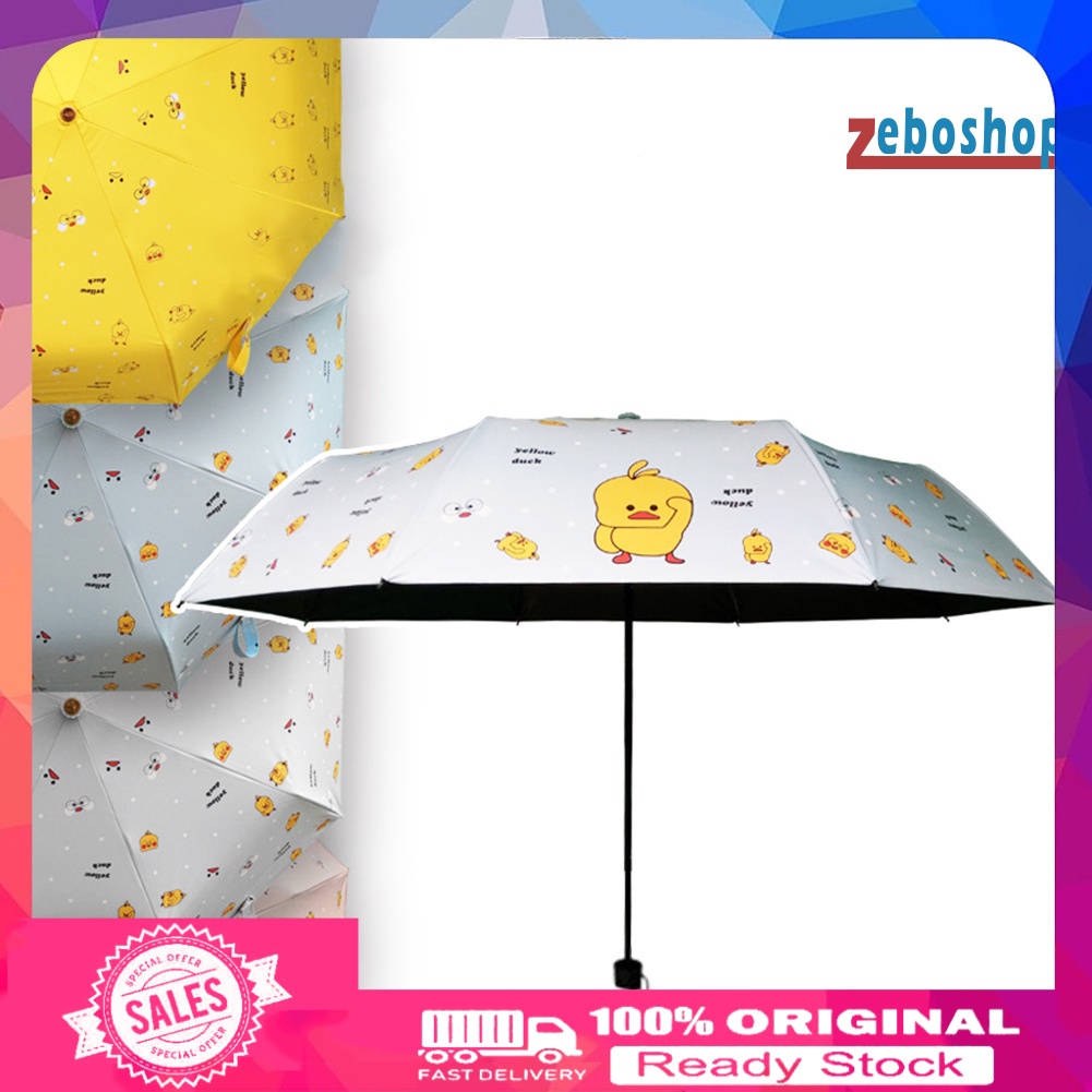 Dù Che Mưa Chống Tia UV Chống Nước In Họa Tiết Vịt Hoạt Hình