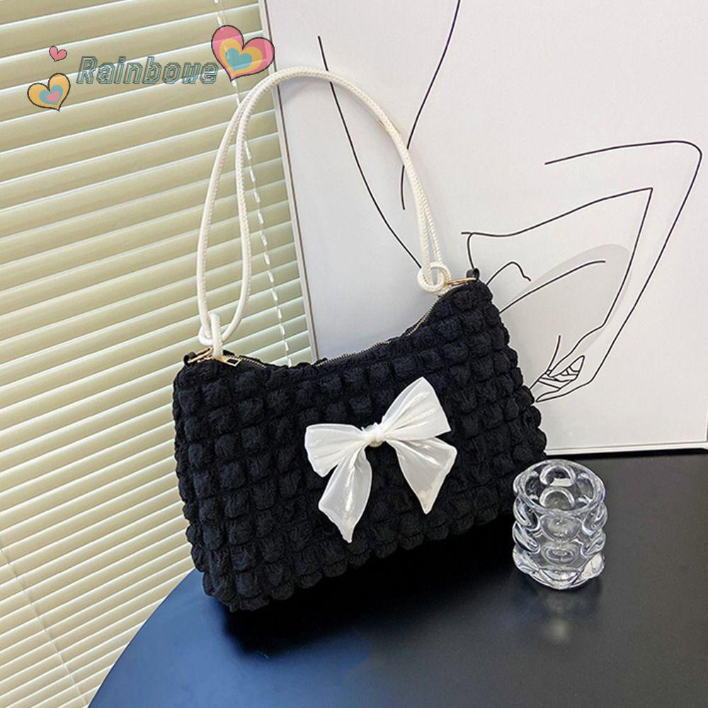 Túi Đeo Vai / Kẹp Nách Đính Nơ Màu Cầu Vồng Dễ Thương Cho Bạn Gái