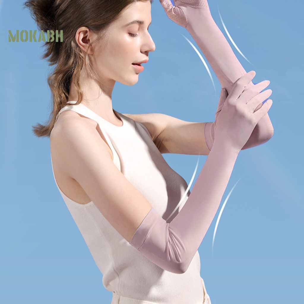 1 Cặp Ống Tay Áo Chống Nắng Bằng Lụa Lạnh Độ Co Giãn Cao