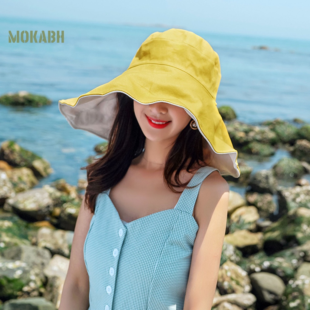 Nón Tai Bèo Hai Lớp Màu Sắc Tương Phản Thời Trang Mùa Hè Cho Nữ