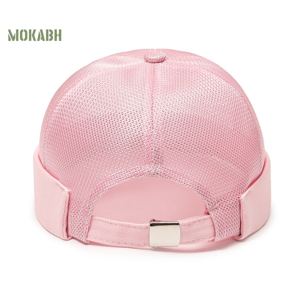 [Mok Abh] Mũ Lưới Rỗng Thoáng Khí Không Vành Màu Trơn Trang Trí Lỗ Buộc Tóc Đuôi Ngựa Phong Cách Hip Hop Unisex