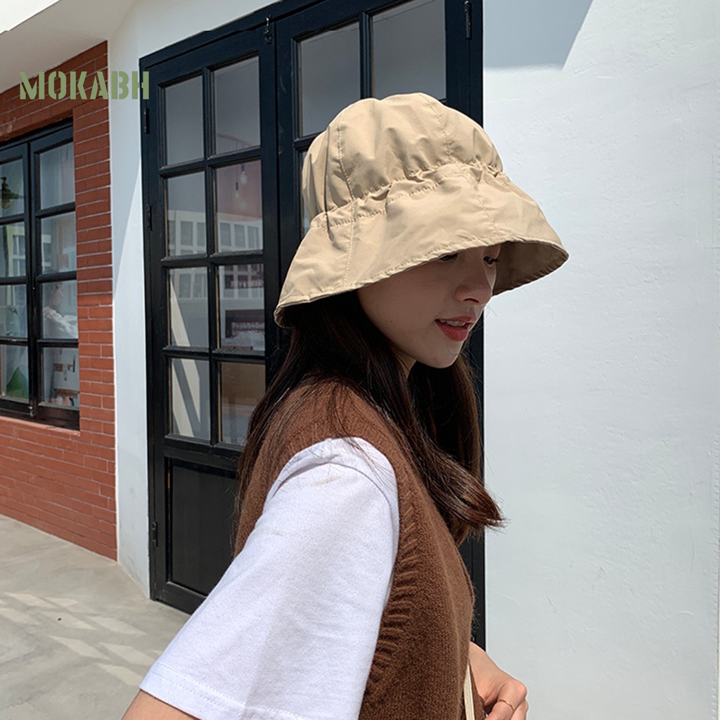 Mũ Vành Rộng Bằng Polyester Mềm Mại Chống Nắng Có Thể Điều Chỉnh Vành Có Dây Rút