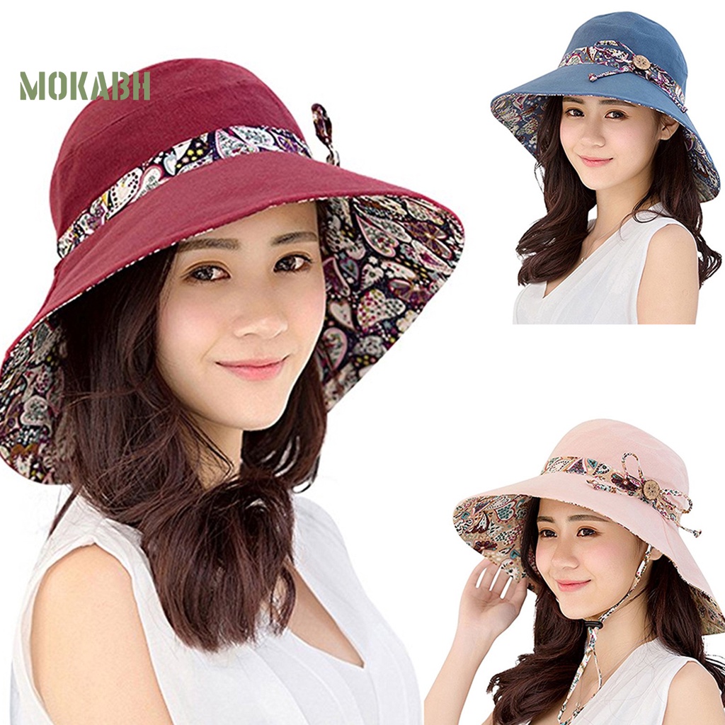 [Mok Abh] Mũ Cotton Thoáng Khí Có Thể Gấp Lại Được Dùng Cho Mùa Hè