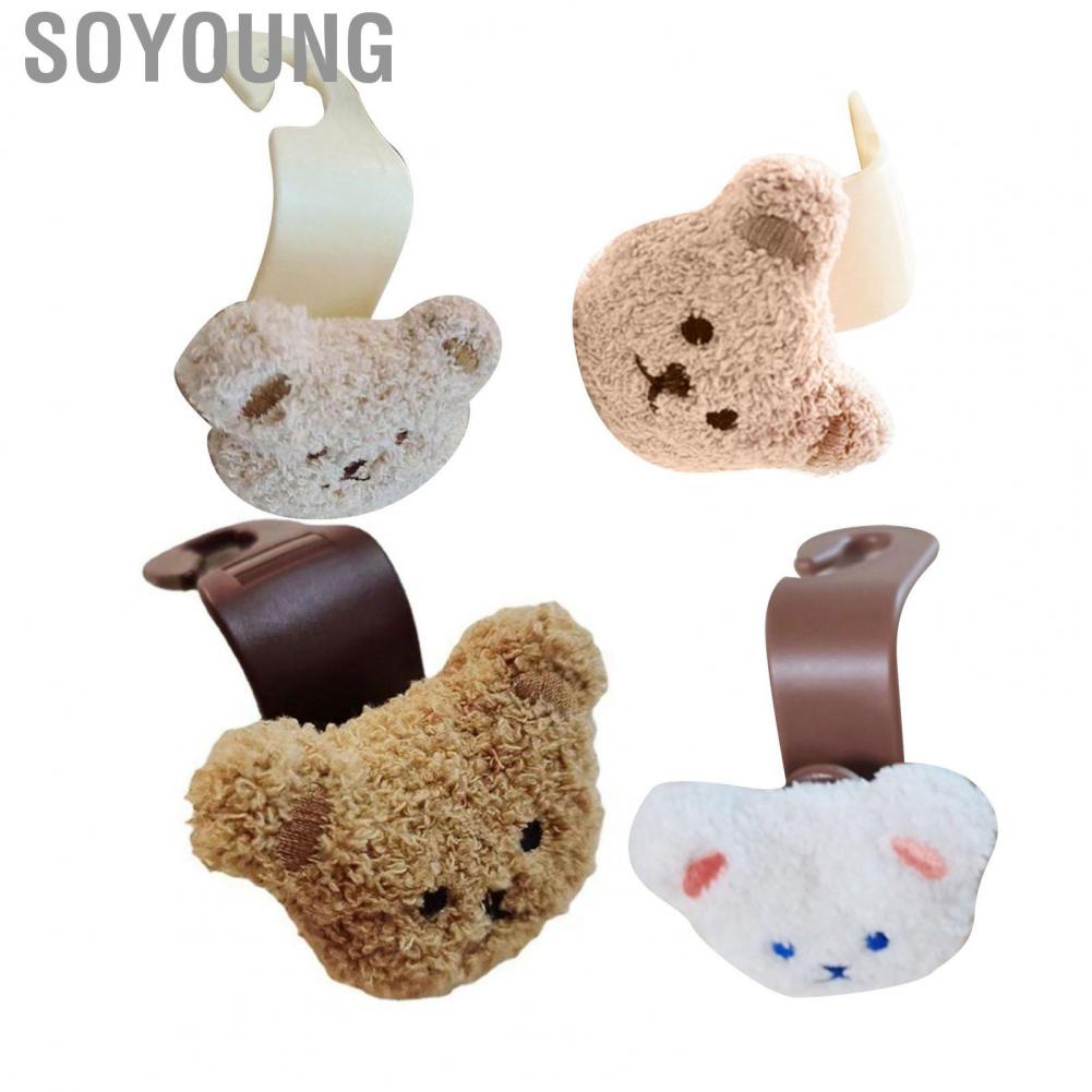 Soyoung Car Purse Hook  Easy Mounting Cute Little Bear Style Headrest Rounded Edges for Water Bottles