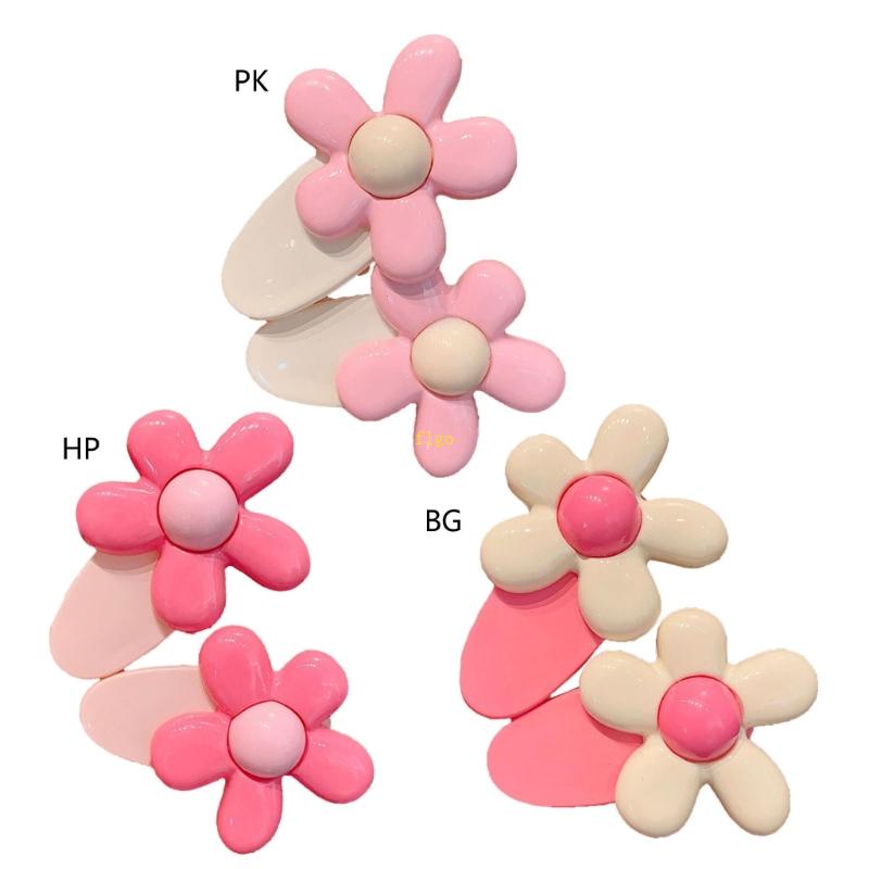 Set 2 Kẹp Tóc Hình Bông Hoa Nhiều Màu Sắc Bằng Acrylic Dành Cho Nữ