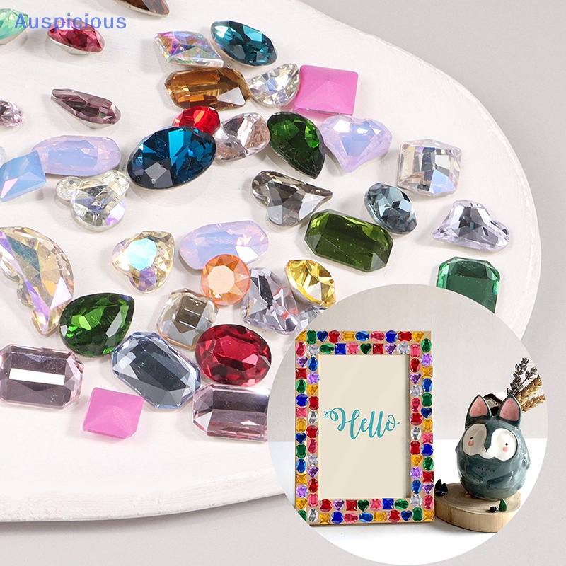 Set 20 Viên Đá Thủy Tinh Hình Trái Tim / Ngôi Sao Nhiều Màu Sắc Dùng Làm Trang Sức Thủ Công