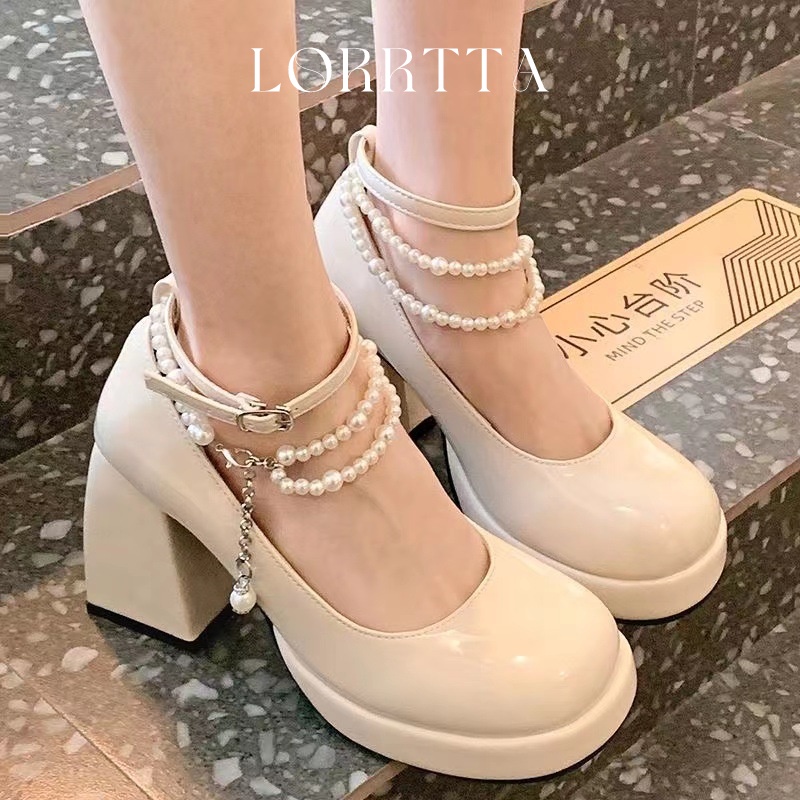 Giày búp bê cao gót LIAOYUE 23Z23060302 phong cách lolita gót đại đính tinh thể thời trang 2023 cho nữ