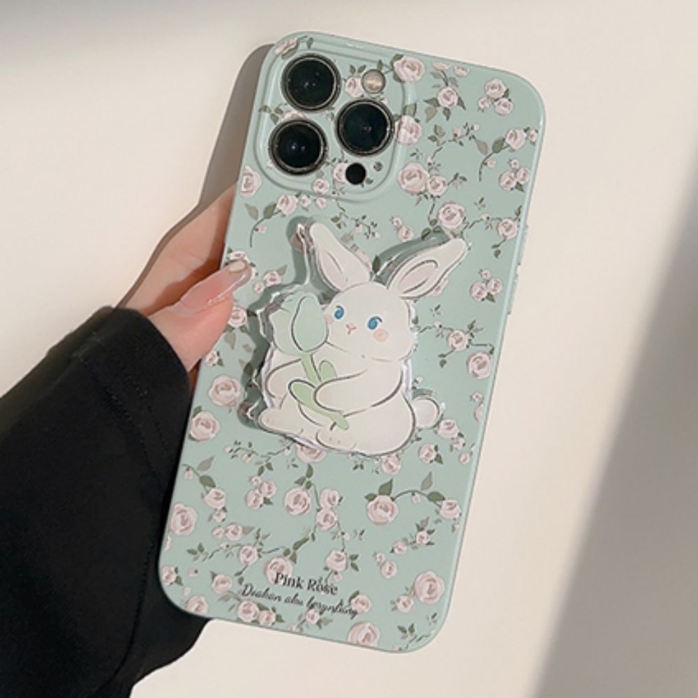 Ốp Điện Thoại TPU Mềm Chống Sốc Có Giá Đứng Họa Tiết Hoa Cho IPhone 11 14 13 12 Pro Max