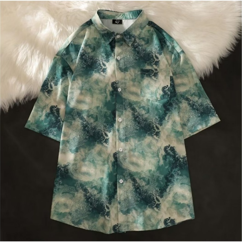 Áo Sơ Mi Tay Ngắn Dáng Rộng Plus Size M-8XL Thời Trang Đi Biển Cao Cấp Cho Nam