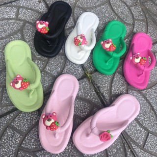 Jy223-a23 gấu hoa hồng dép quai kẹp eva bánh mì đúc liền phối gấu hoa hồng