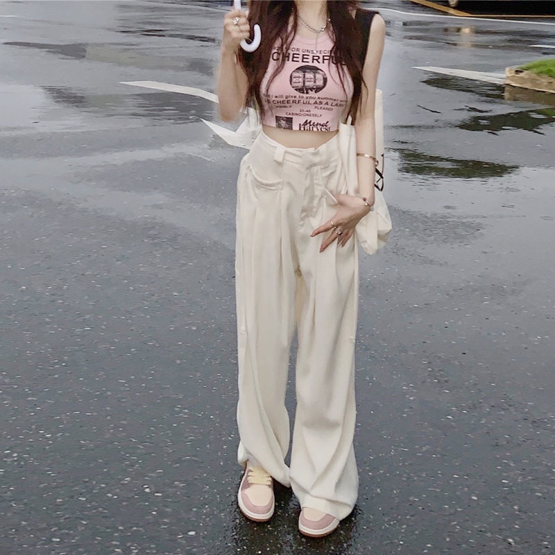 COZOK Quần ống rộng Lưng Cao Thời Trang retro Cá Tính
