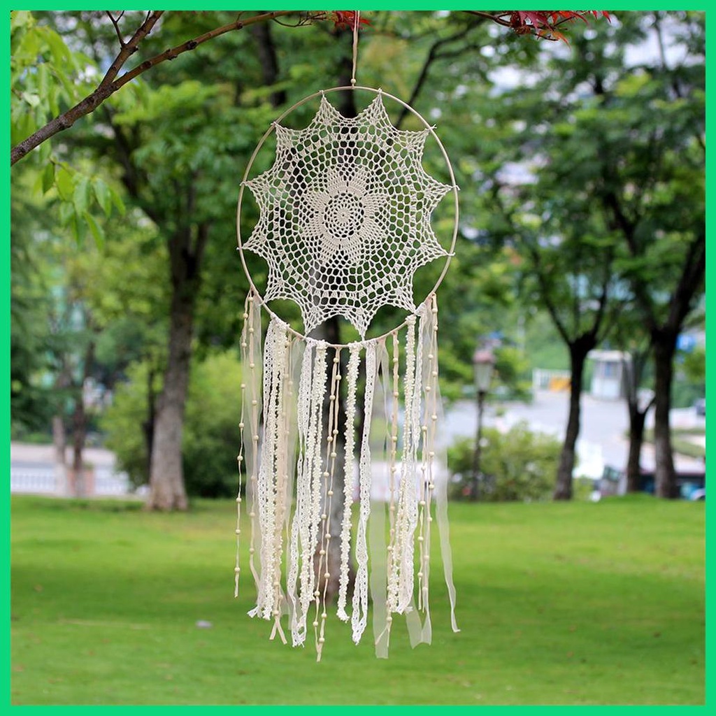 Vòng Bắt Giấc Mơ Phối Ren Tua Rua Phong Cách Bohemian Dùng Trang Trí Phòng Ngủ Cho Nữ