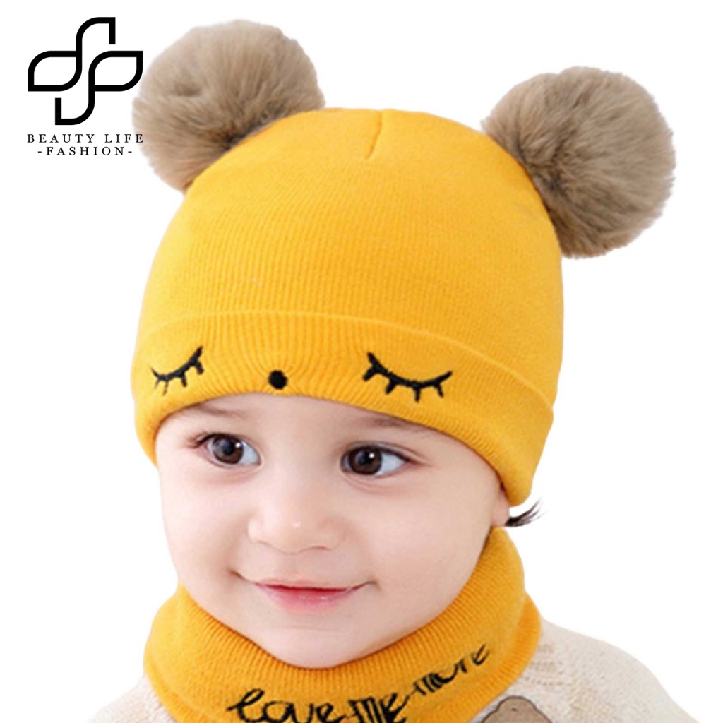 Bộ Nón Và Khăn Choàng Chống Gió Ấm Áp Dễ Thương Cho Bé