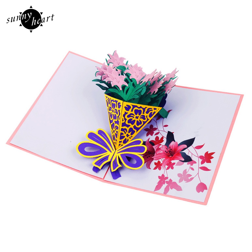 Thiệp Chúc Mừng Sinh Nhật / Giáng Sinh / Lễ Tạ Ơn Hình Hoa 3D