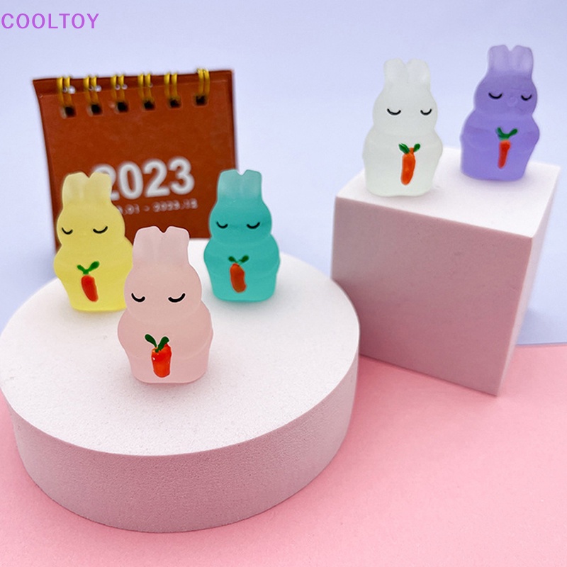 Set 2 Búp Bê Hình Thỏ Mini Bằng Nhựa Phát Quang Dễ Thương Dùng Để Trang Trí