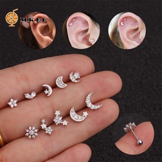 Bông tai MKEB thép không gỉ hình ngôi sao đính đá zircon