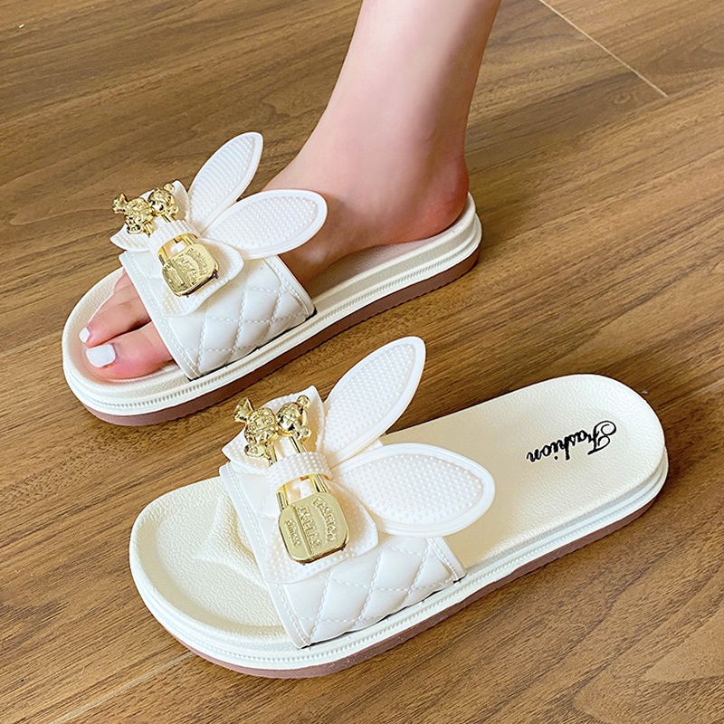 Dép đi trong nhà Đế Dày Mềm Chống Trượt In Hình Thỏ Dễ Thương Thời Trang Mùa Hè Cho Nữ AA4322