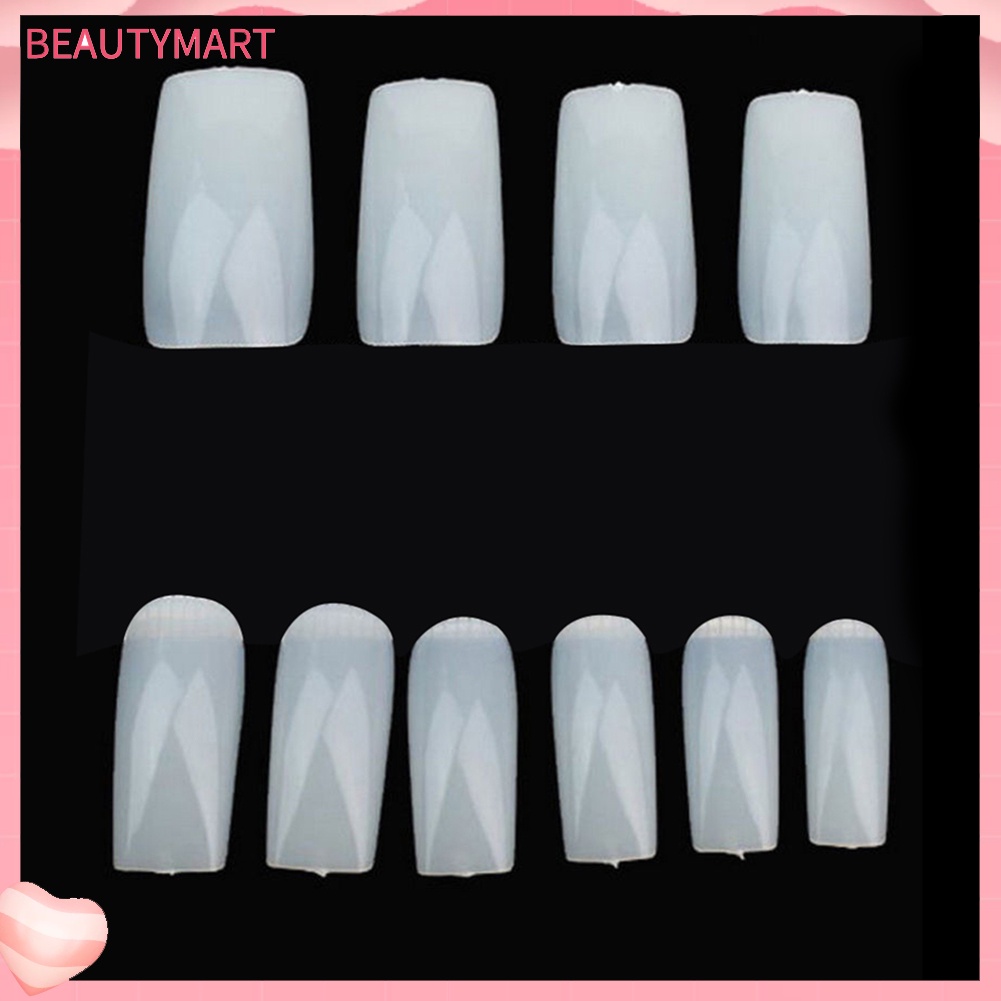 Bộ 500 Móng Tay Giả Trong Suốt Bằng Acrylic Màu Trắng Tự Nhiên