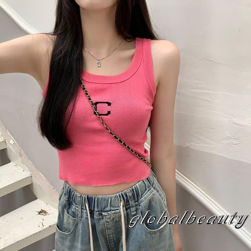 Áo Croptop Không Tay In Chữ Thời Trang Mùa Hè Dành Cho Nữ