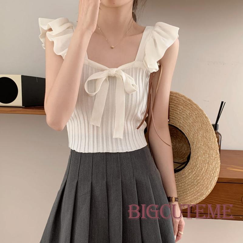 Áo Croptop Sát Nách Nhún Bèo Màu Sắc Đơn Giản Thời Trang Mùa Hè Cho Nữ