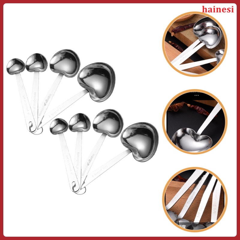 Bộ 2 Muỗng Đo Lường Bằng Thép Không Gỉ Hình Trái Tim