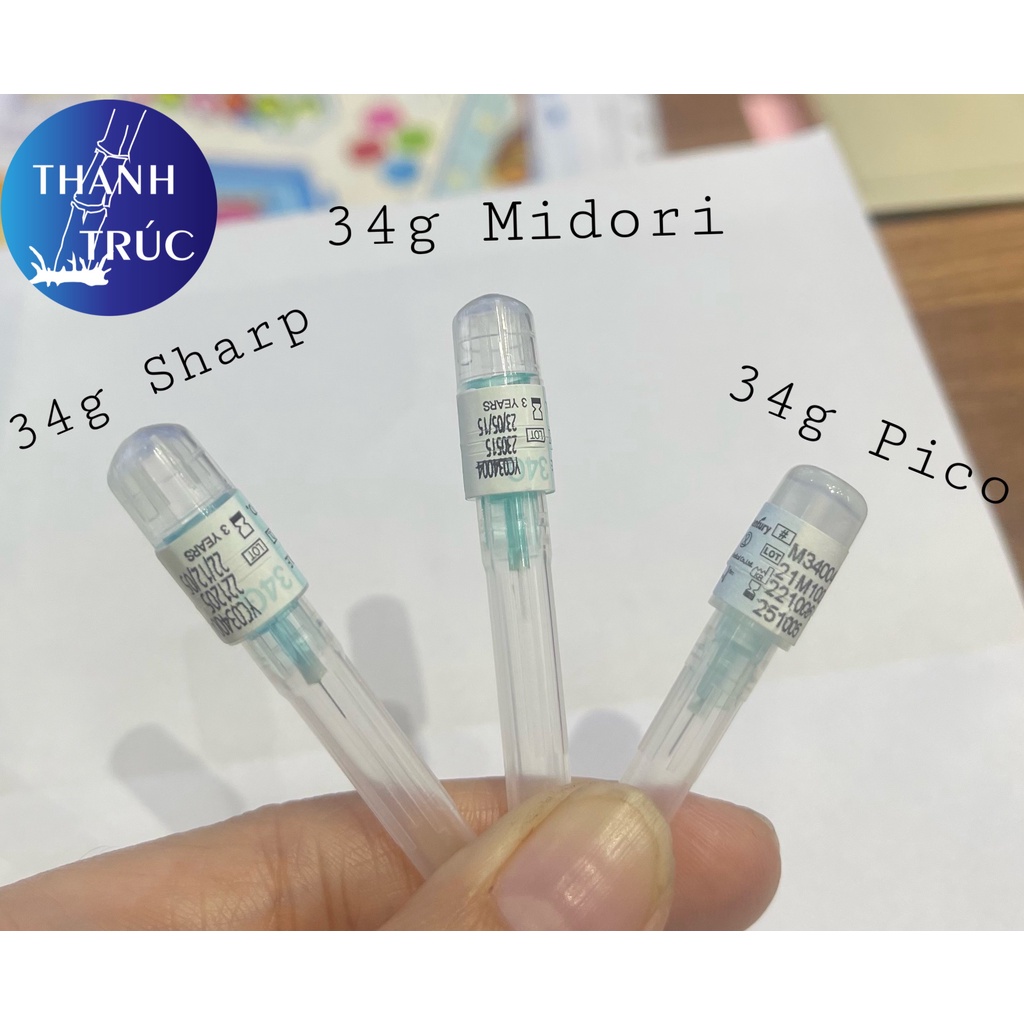 Sharp Mesotherapy Needles - Đầu kim tiêm meso 34G 4mm Hàn Quốc tiêm prp căng bóng cá hồi