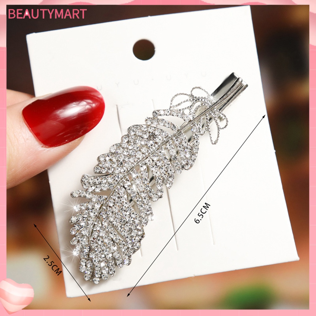 Kẹp Tóc Hợp Kim Hình Lông Vũ Đính Đá Lấp Lánh