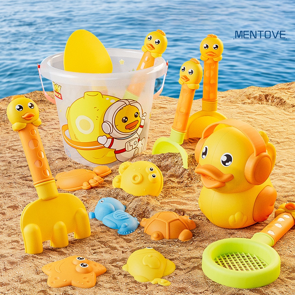 Set 14 Dụng Cụ Đào Cát Hình Chú Vịt Hoạt Hình Có Thể Tái Sử Dụng