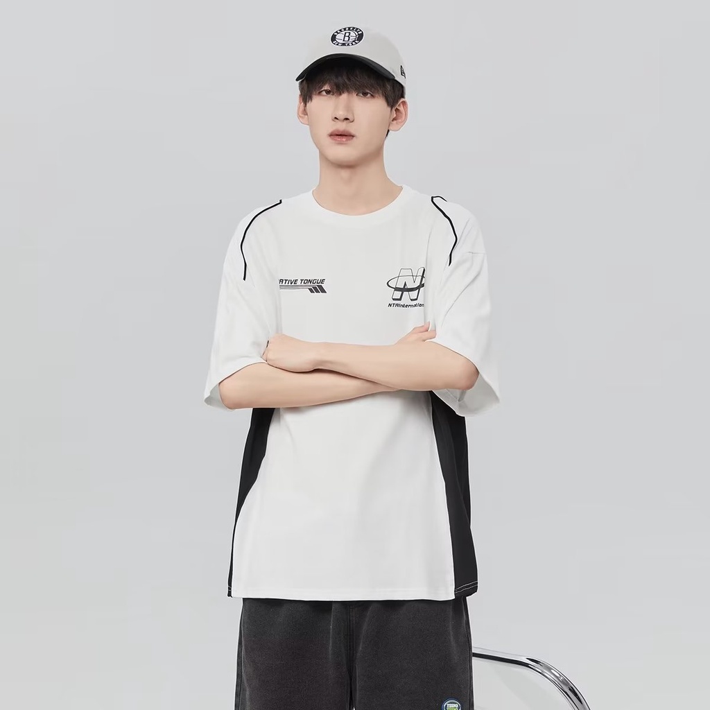 Áo Thun Tay Ngắn Cổ Tròn In Chữ Phong Cách Đường Phố Mỹ Thời Trang Mùa Hè Cho Nam