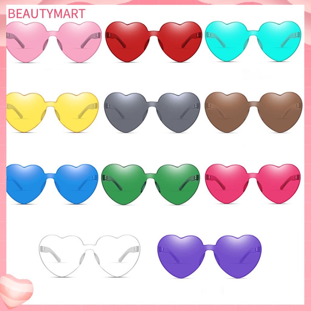 Kính Mát Hình Trái Tim Màu Trơn Trong Suốt Thời Trang Cho Nữ