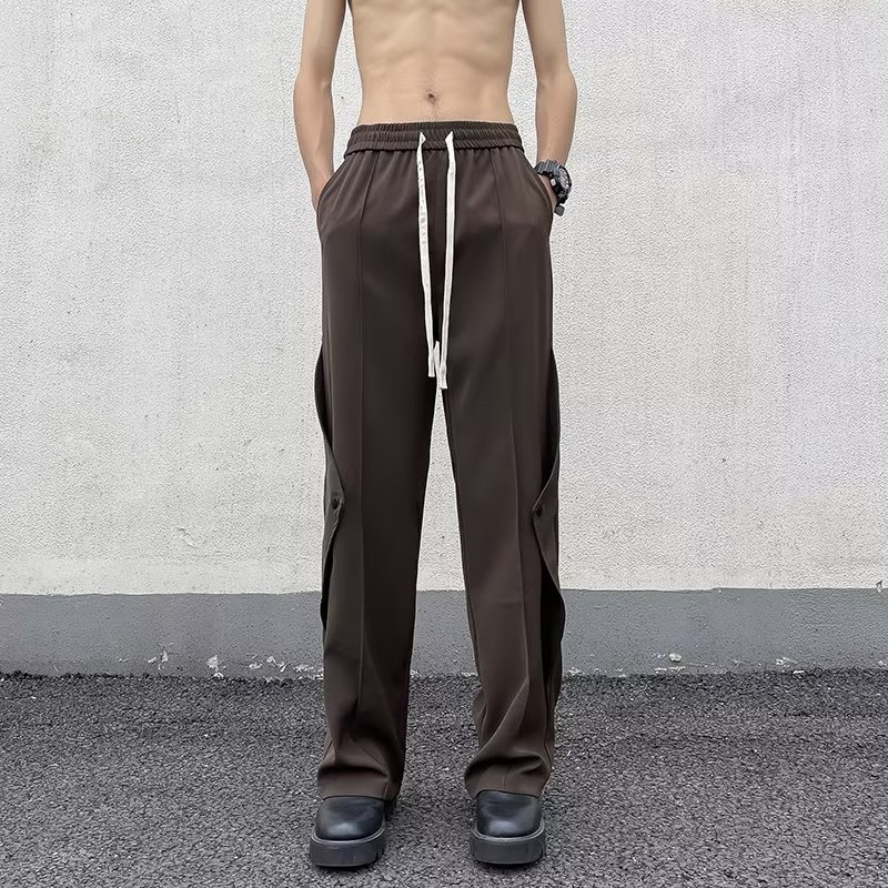 Quần Dài Thể Thao Vải Lụa Lạnh Mỏng Dáng Rộng Kiểu Đường Phố Thời Trang Mùa Hè Cho Nam
