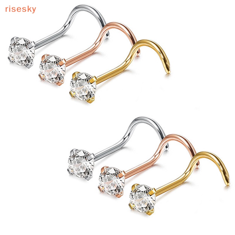 1 Khuyên Mũi Bằng Thép Không Gỉ Đính Pha Lê Thời Trang