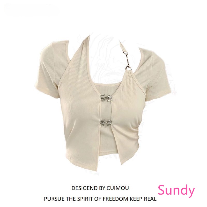 Áo Croptop Tay Ngắn Phong Cách Hàn Quốc Thời Trang Mùa Hè Quyến Rũ Cho Nữ