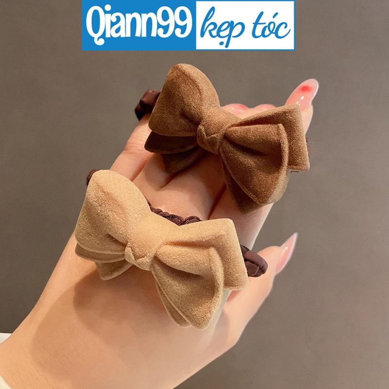 ❤️Dây buộc tóc cao su co giãn đính nơ 3D kaki thời trang phong cách Hàn Quốc cho nữ