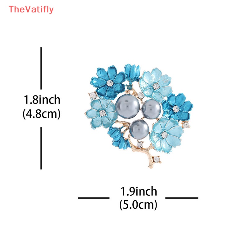 [Thevalifly] 1 Cái Trâm Cài Áo Bằng Hợp Kim Tráng Men Xanh Dương Đính Kim Cương Giả Cho Nữ