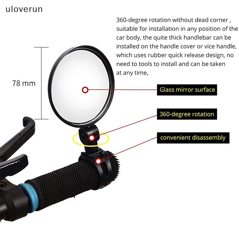 Gương Chiếu Hậu Xoay 360 Độ Gắn Tay Lái Xe Đạp Tiện Dụng