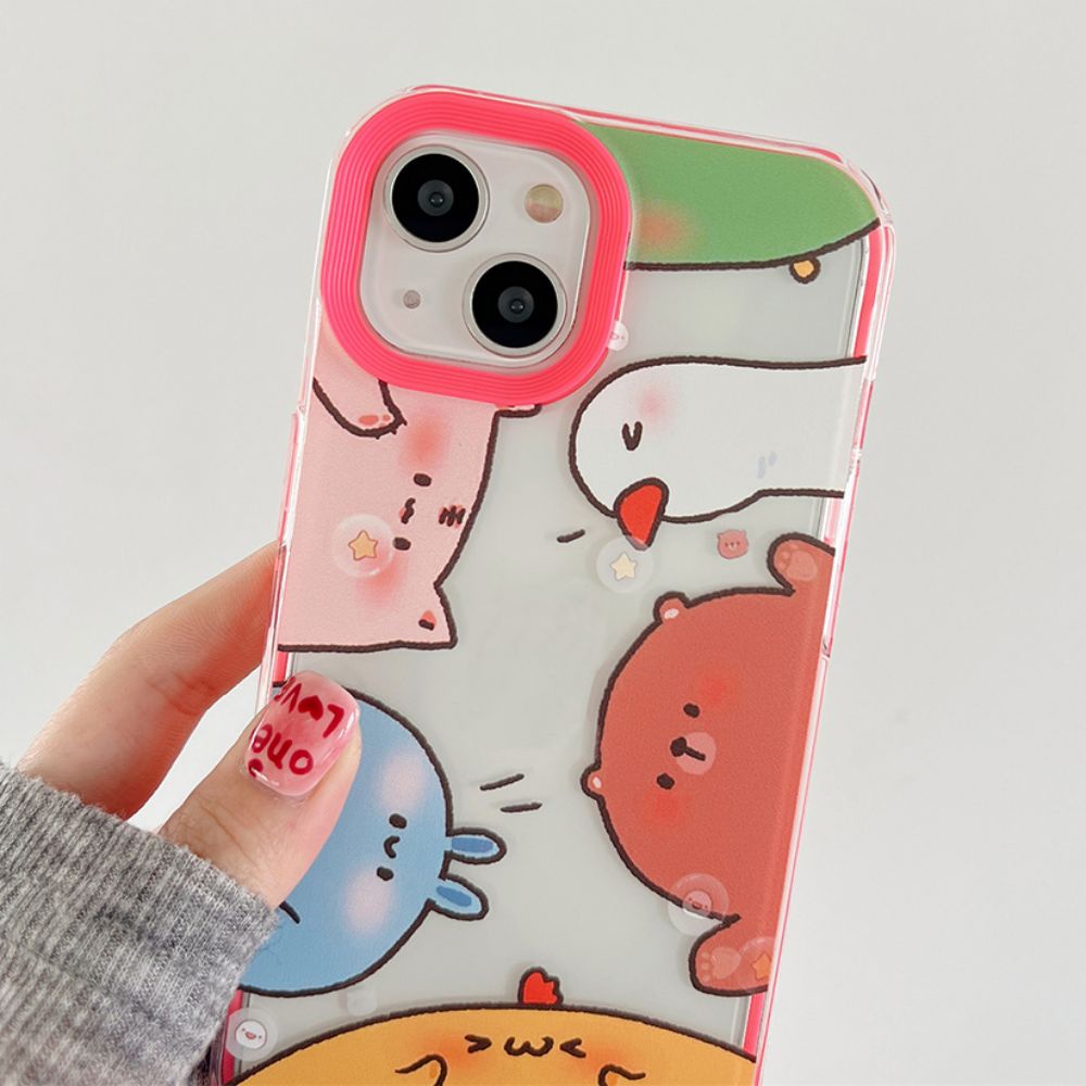 Ốp Điện Thoại TPU Mềm Chống Sốc In Hình Thú Hoạt Hình 3 Trong 1 Cho IPhone 11 14 13 12 Pro Max XS XR 7 8 Plus