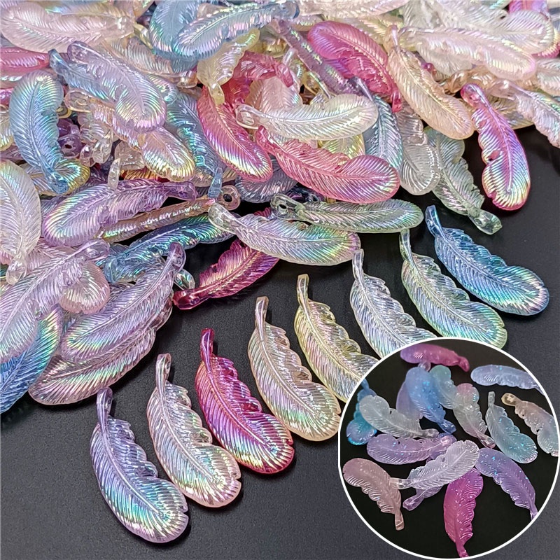 Set 10 Mặt Dây Chuyền Hình Lông Vũ Phát Quang Thời Trang