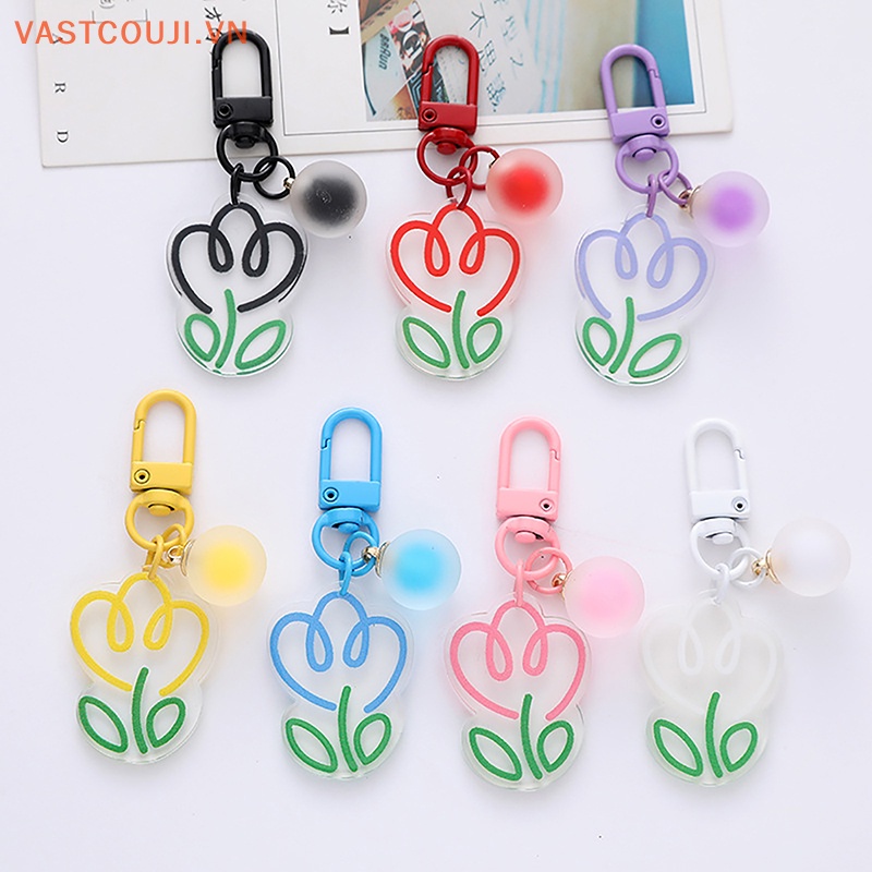 Móc Chìa Khóa Hình Hoa Tulip Bằng Acrylic Nhiều Màu Độc Đáo Trang Trí Xe Hơi / Túi Xách DIY